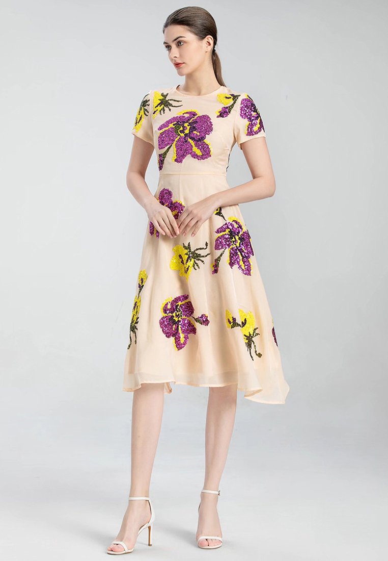 2024 Summer New Round Neck Short Sleeve Waist Wrap Skirt CA24031922YE