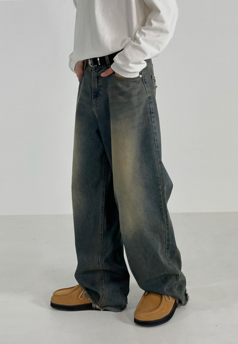 2024 Autumn vintage cotton jeans straight leg pants CA24090322BL
