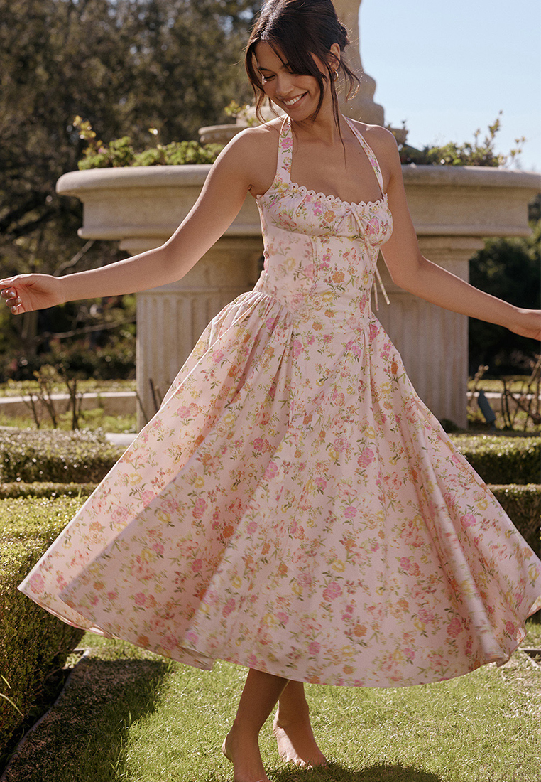 New summer slim fit printed camisole dress CA25042222PIMT