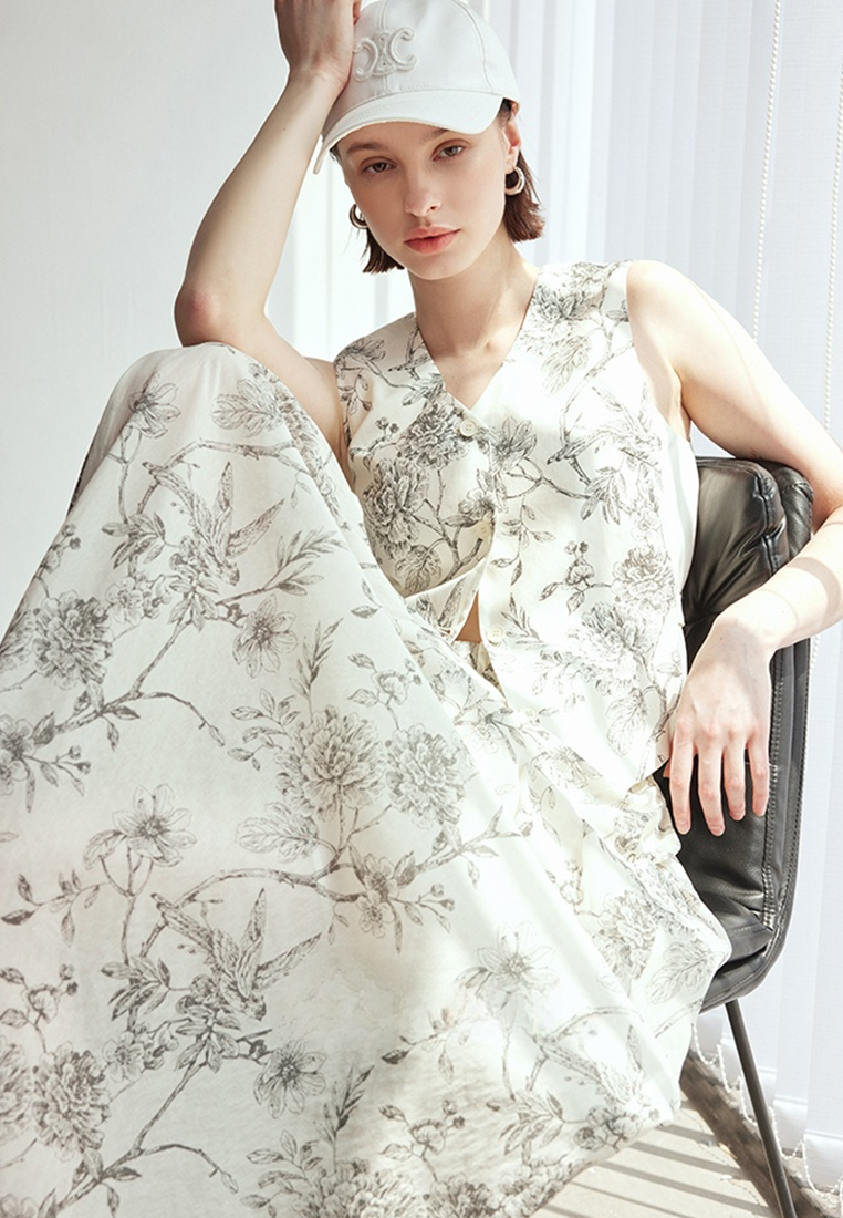 Summer Printed Sleeveless Shirt Skirt Set CA25061722BE