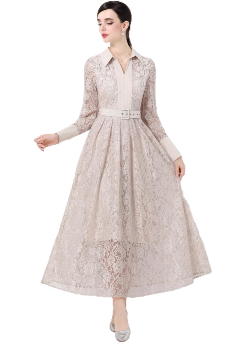 Lace elegant and stylish long-sleeved dress CA25110322PI