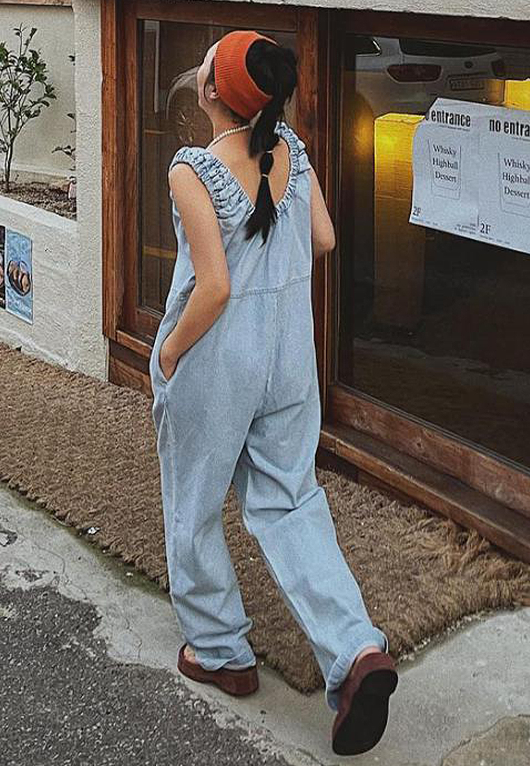 2024 New round neck sleeveless loose fitting jeans CA24041022BL