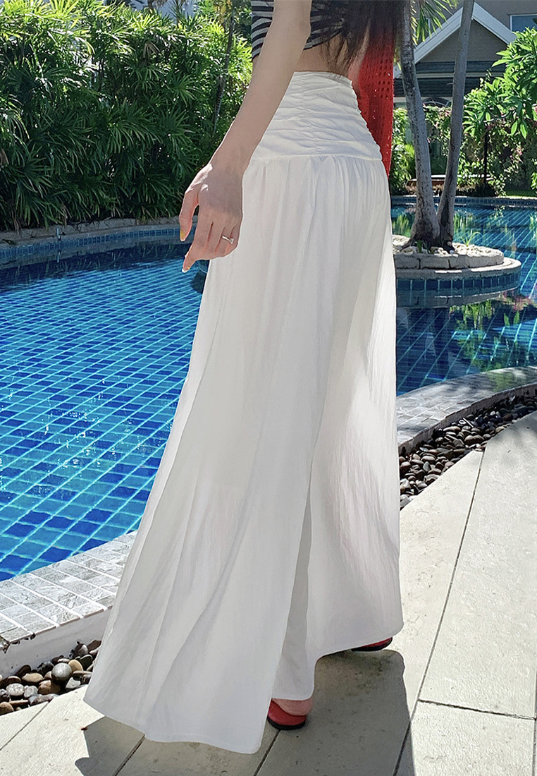 French White Soft Maxi Skirt CA25060322W