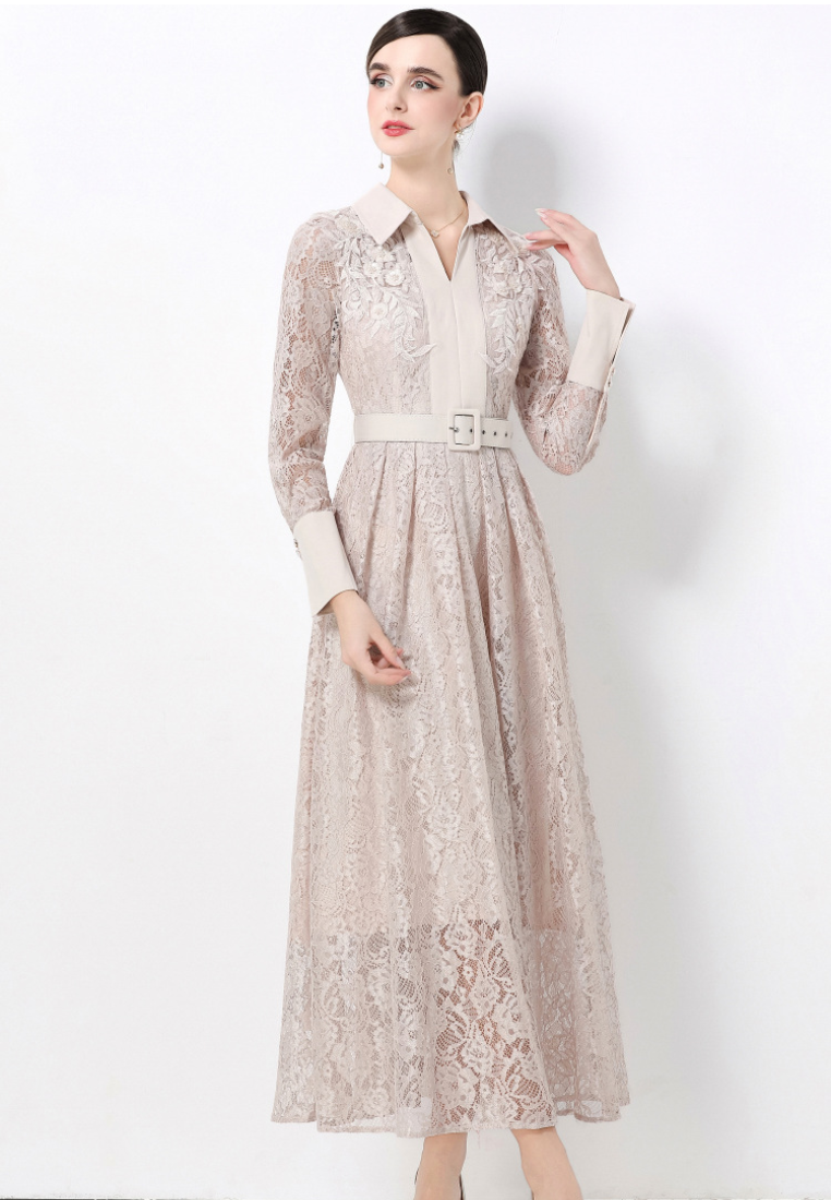 Lace elegant and stylish long-sleeved dress CA25110322PI