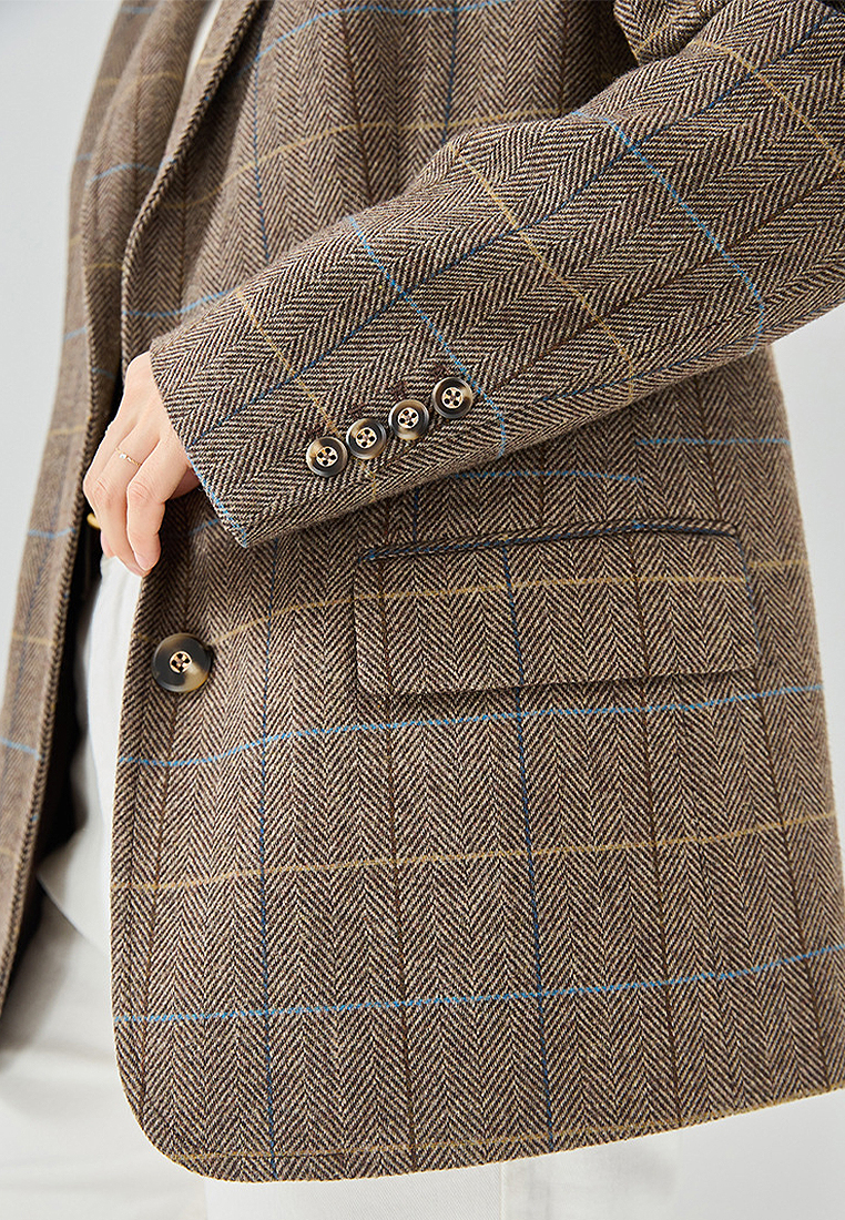 Worsted wool plaid casual temperament suit jacket CA101922