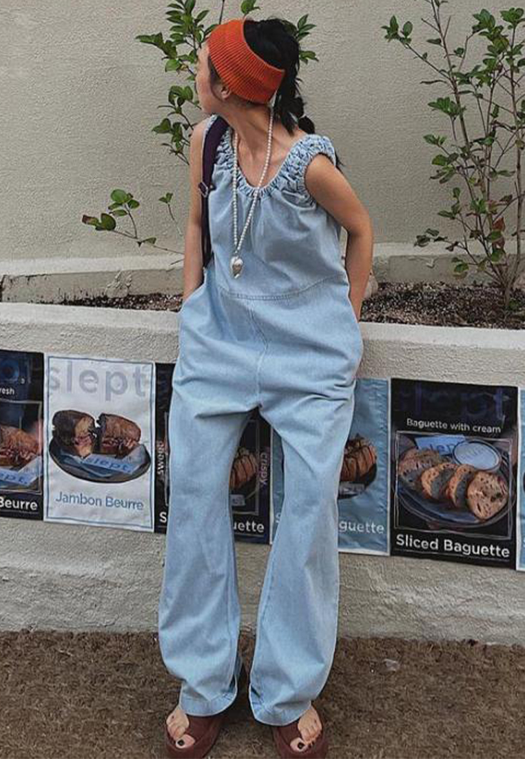 2024 New round neck sleeveless loose fitting jeans CA24041022BL