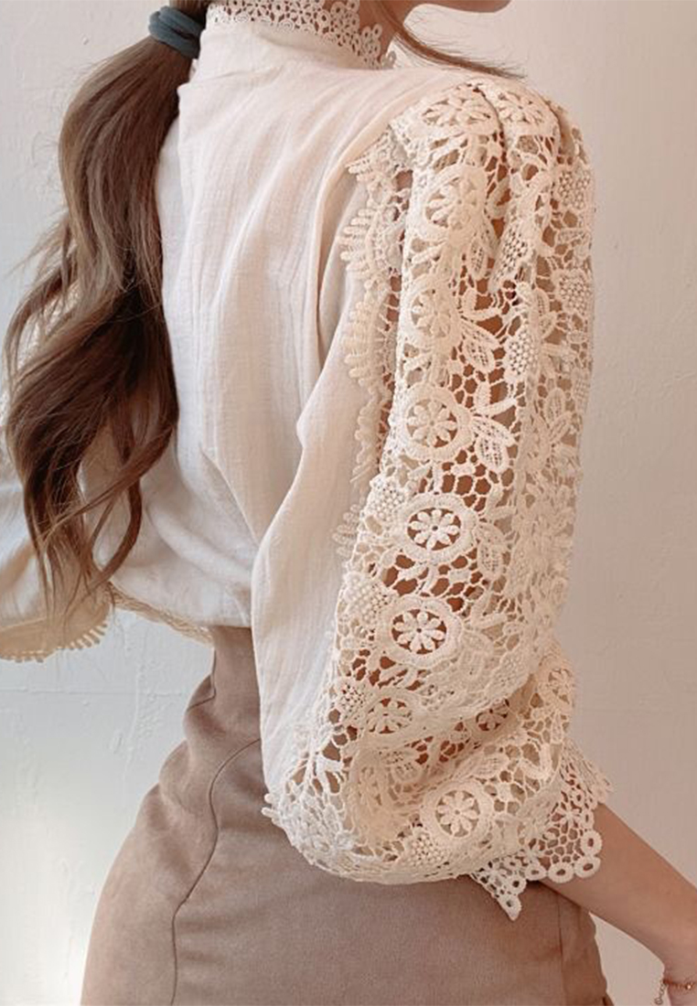 French style loose button lace shirt CA241128122W