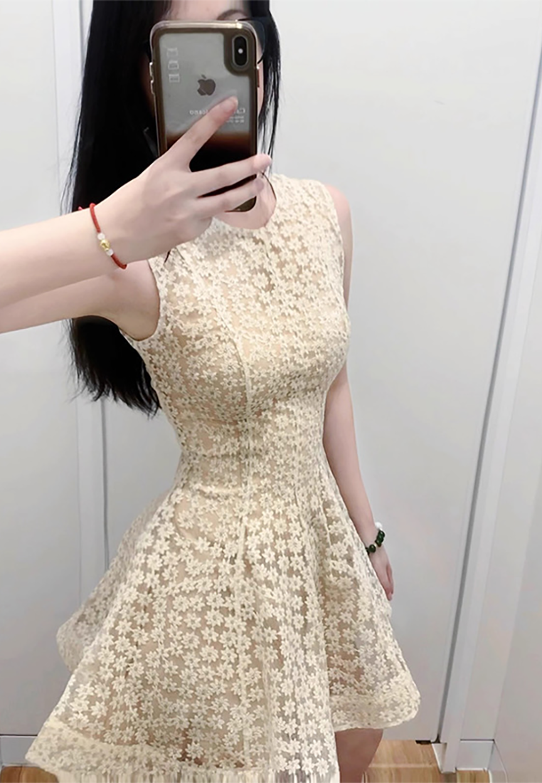 Summer French Daisy Sleeveless Waist Tutu Dress CA25092522BE