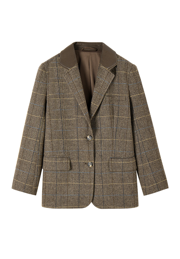 Worsted wool plaid casual temperament suit jacket CA101922