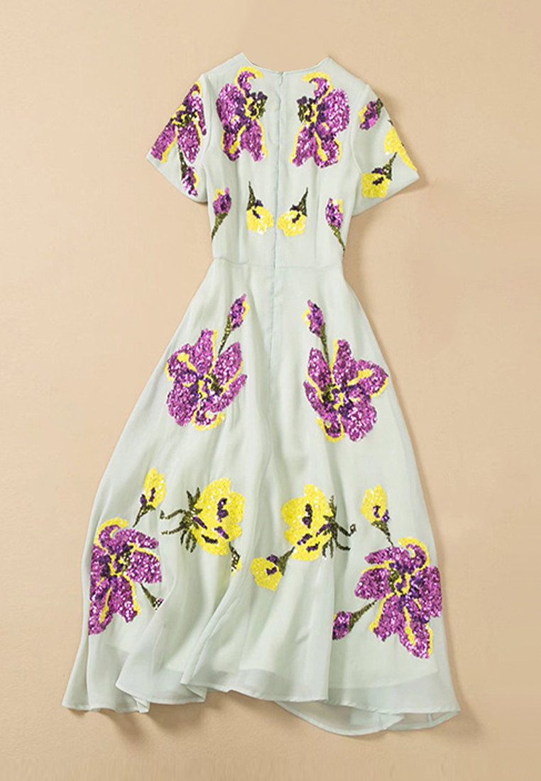 2024 Summer New Round Neck Short Sleeve Waist Wrap Skirt CA24031922YE