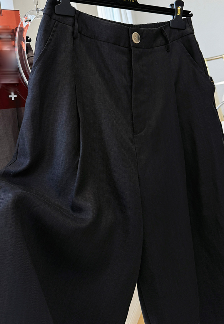 Summer Tencel Linen Blended Casual Straight Wide Leg Cropped Pants CA25070922GY