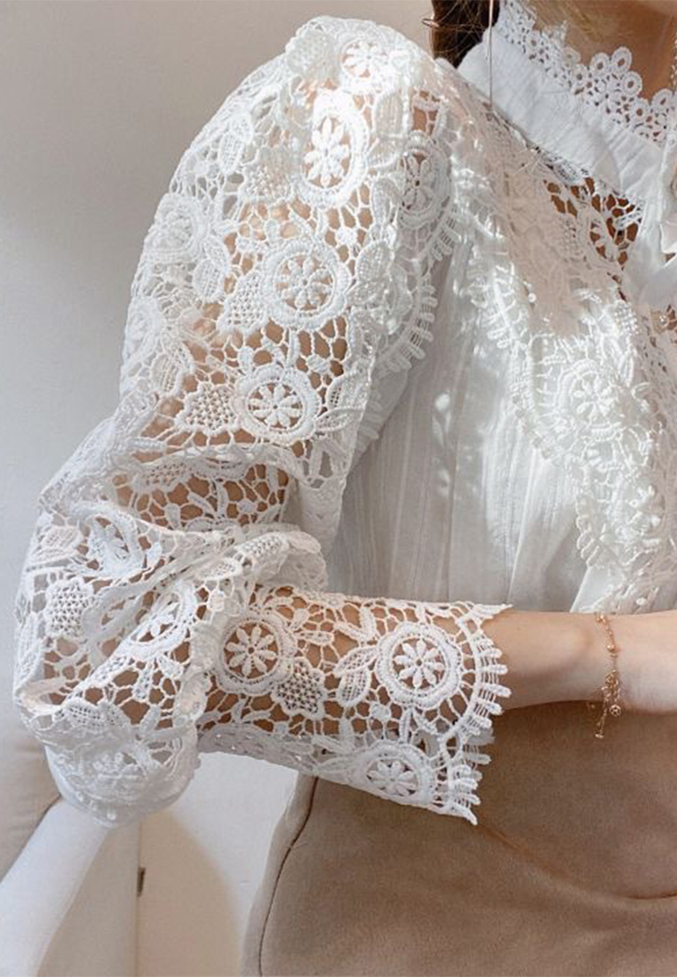 French style loose button lace shirt CA241128122W