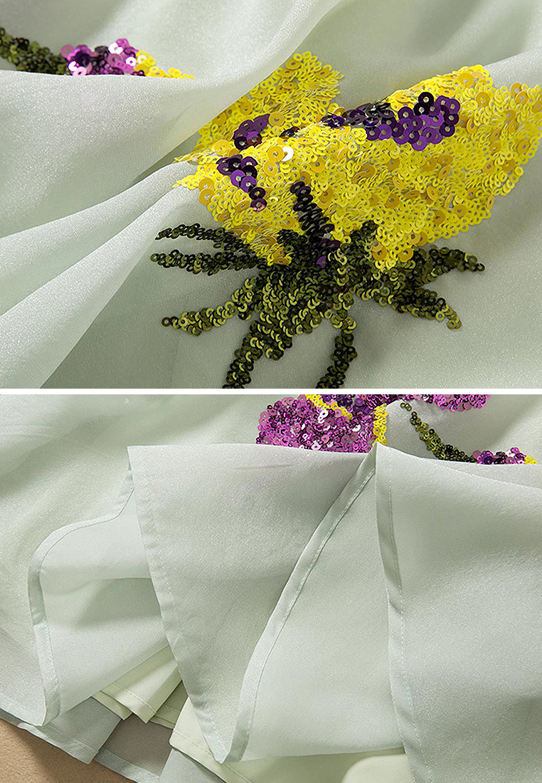 2024 Summer New Round Neck Short Sleeve Waist Wrap Skirt CA24031922YE