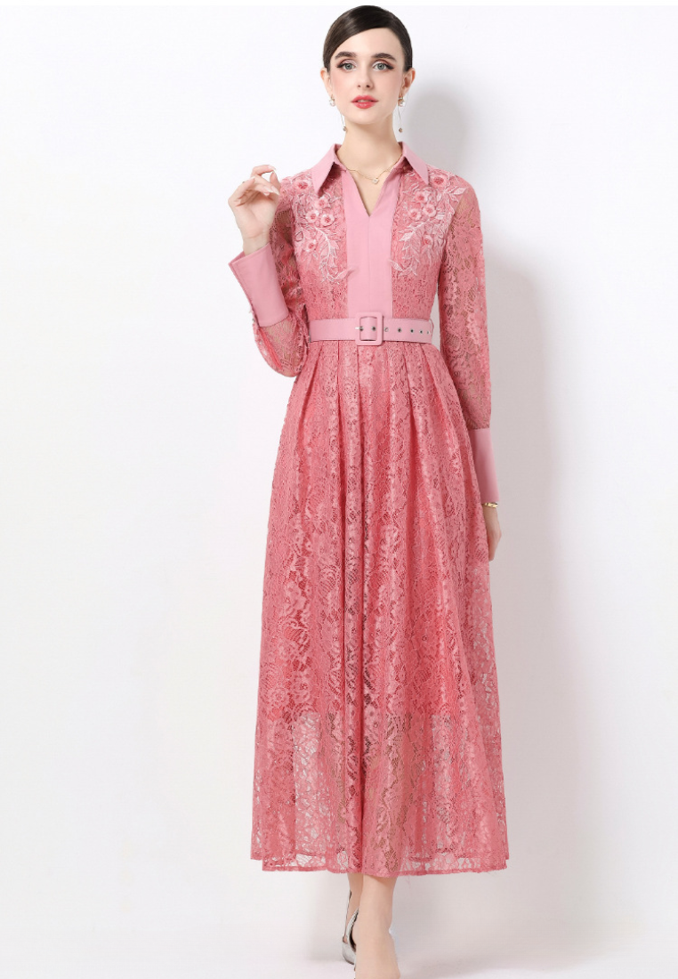 Lace elegant and stylish long-sleeved dress CA25110322PI