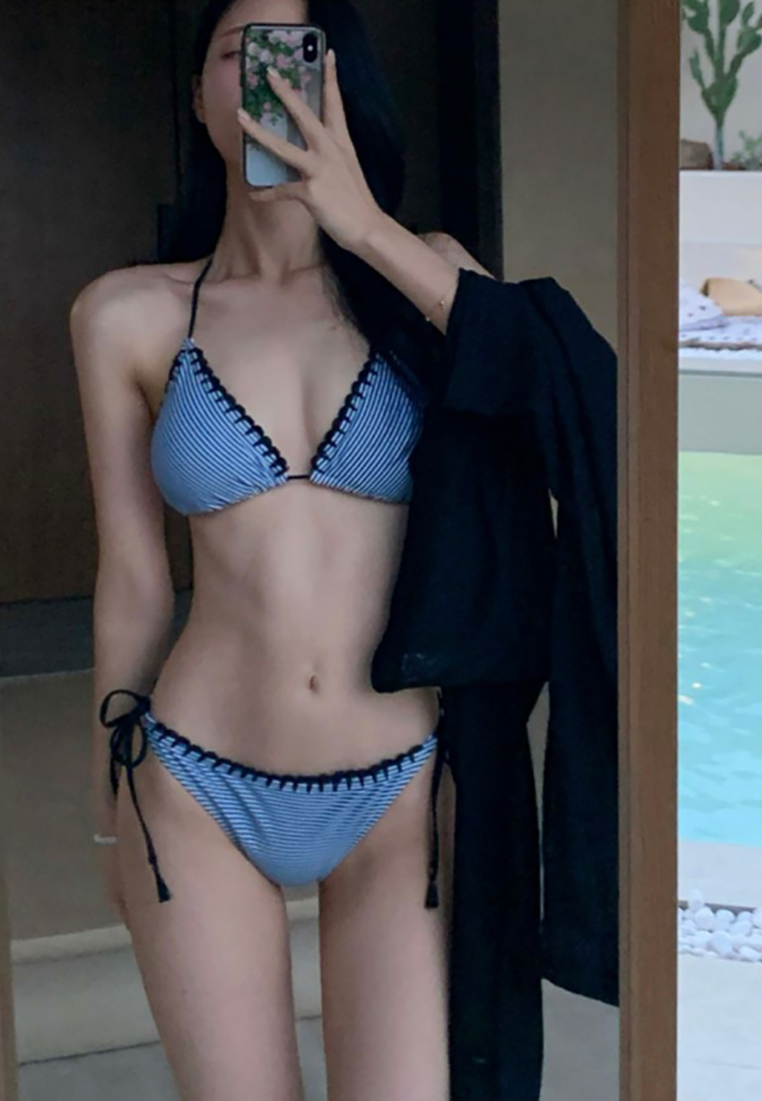 Sexy blue striped string bikini CA250523014BL