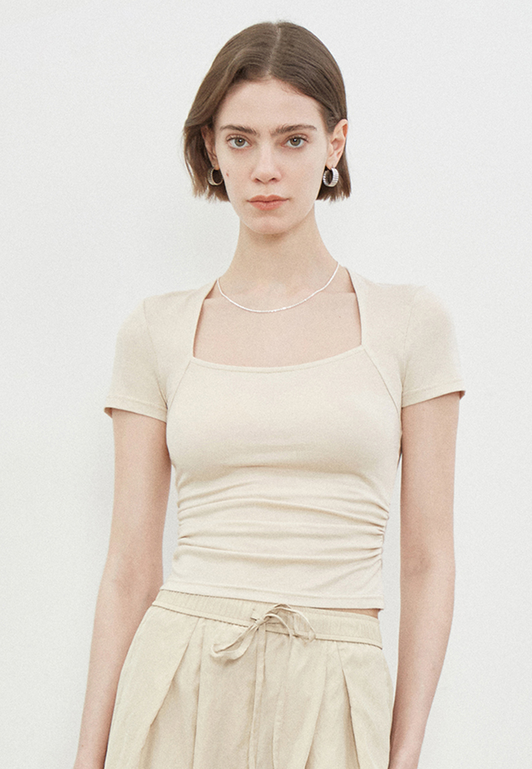 Summer French Temperament Square Neck Slim Top CA25061723BE
