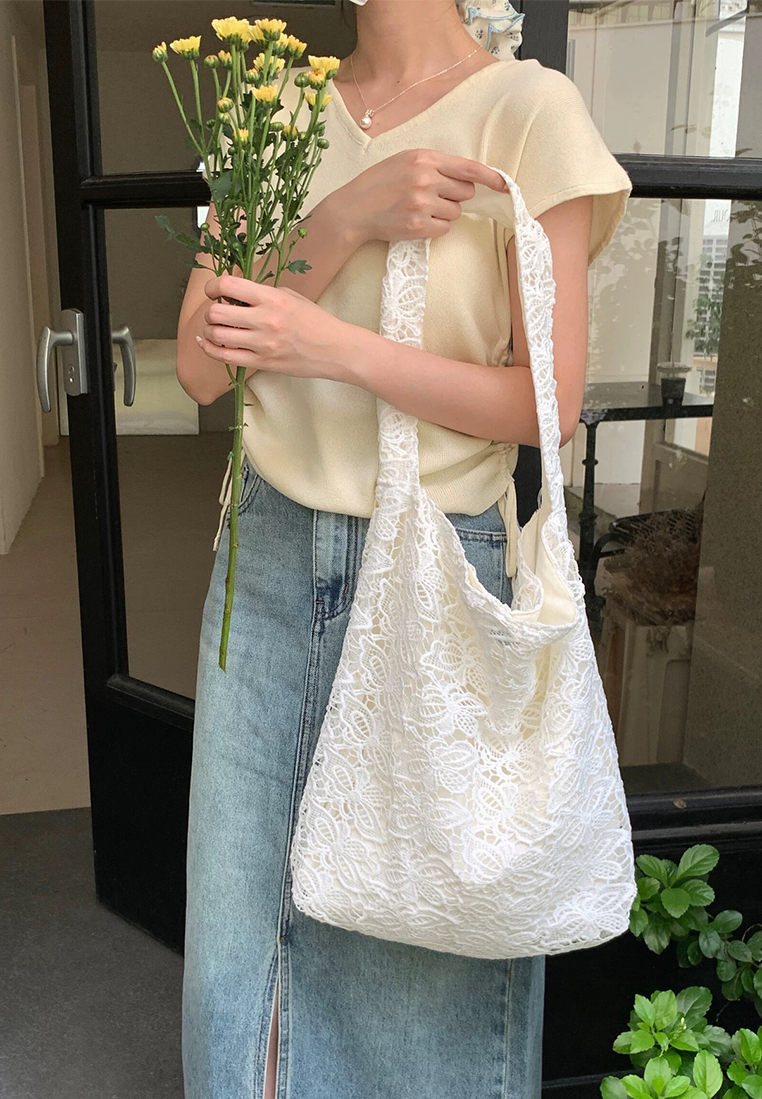 Summer lace large capacity tote bag CA25042323W