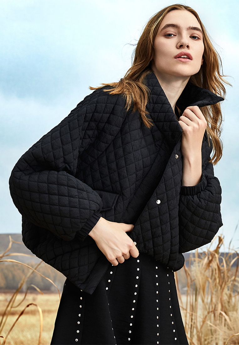 Winter New Solid Short Stand Neck Lightweight Coat CA101723GR