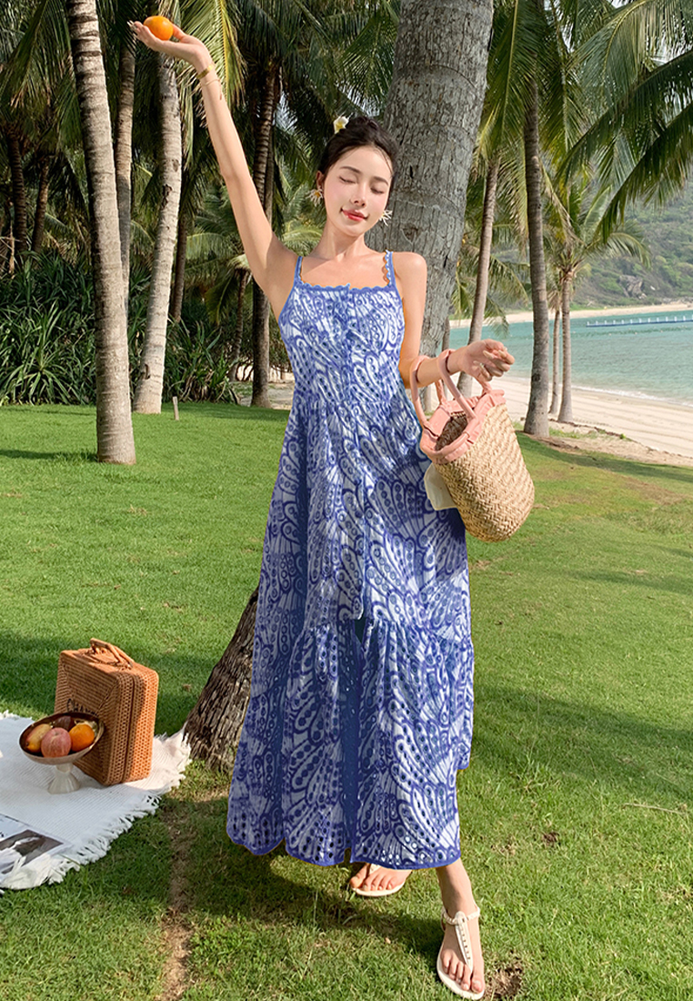 2024 New Printed Sling Style Dress CA24032623W