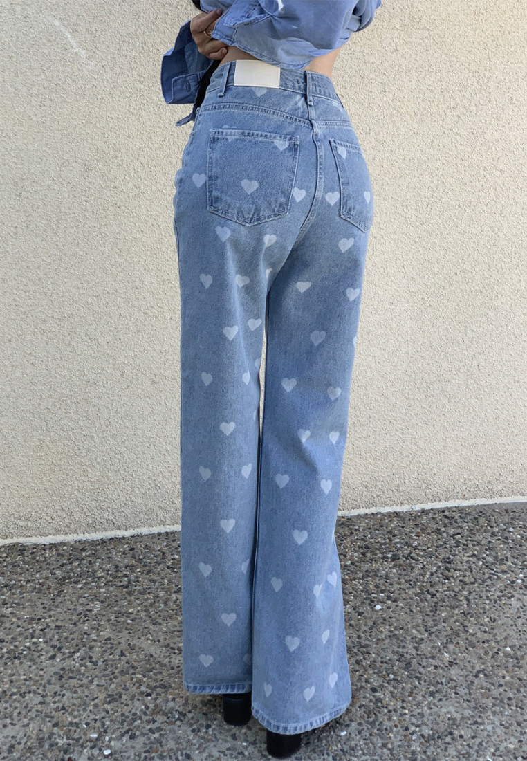 2024 Retro Light Color Printed Jeans CA24041023BL