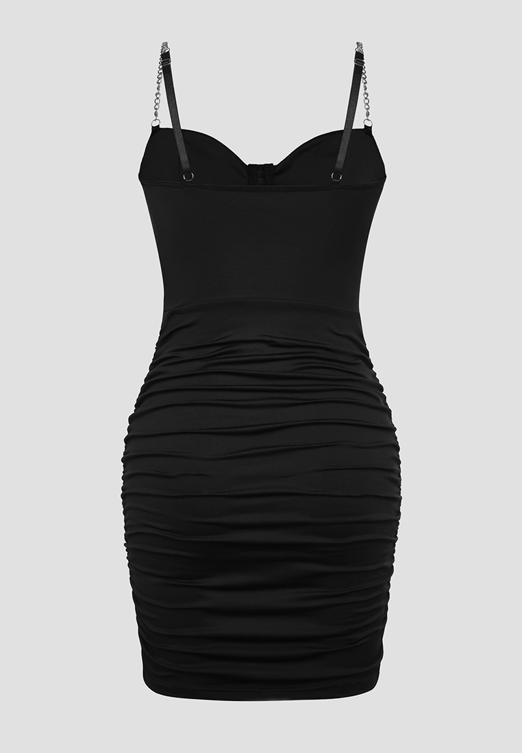 European and American new mesh chain slim pleated hip dress CA24112023BK