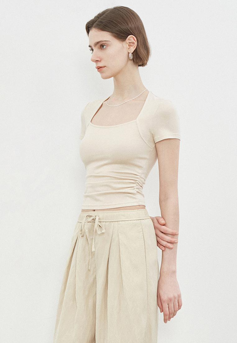 Summer French Temperament Square Neck Slim Top CA25061723BE