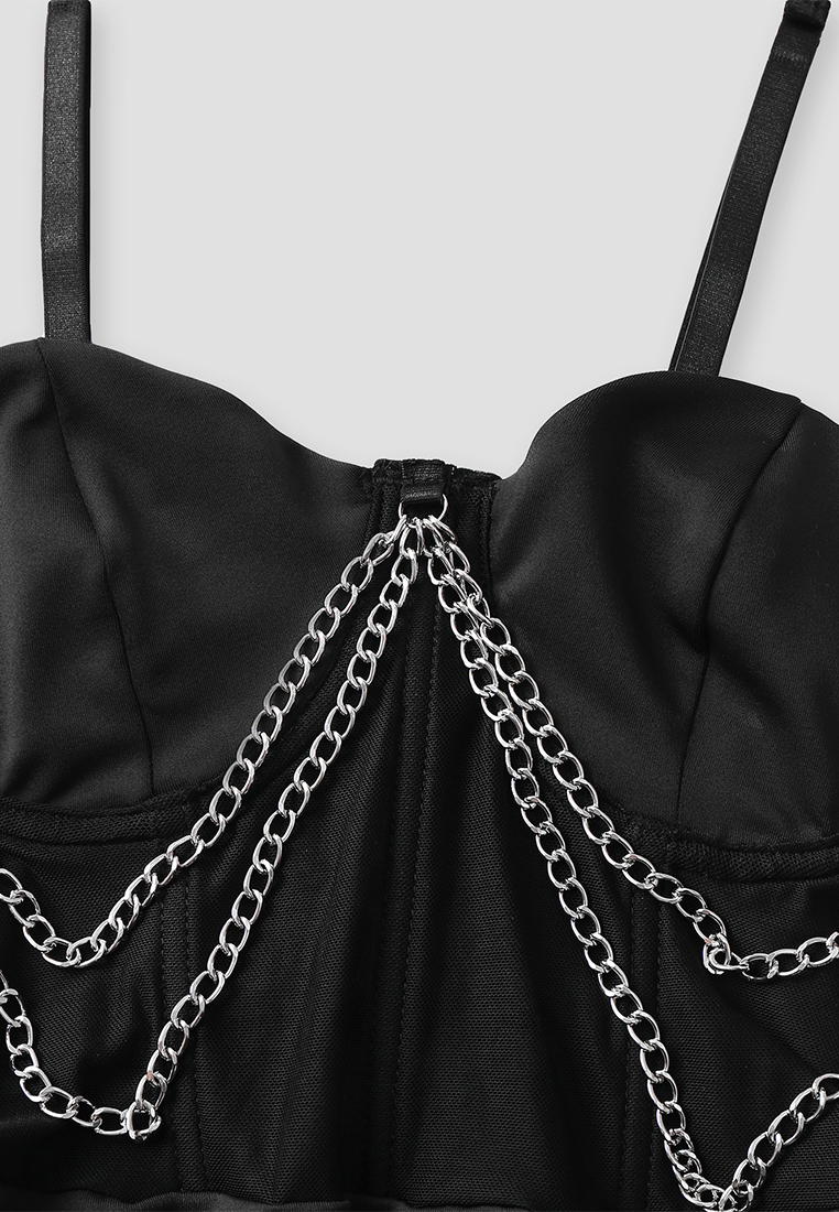 European and American new mesh chain slim pleated hip dress CA24112023BK