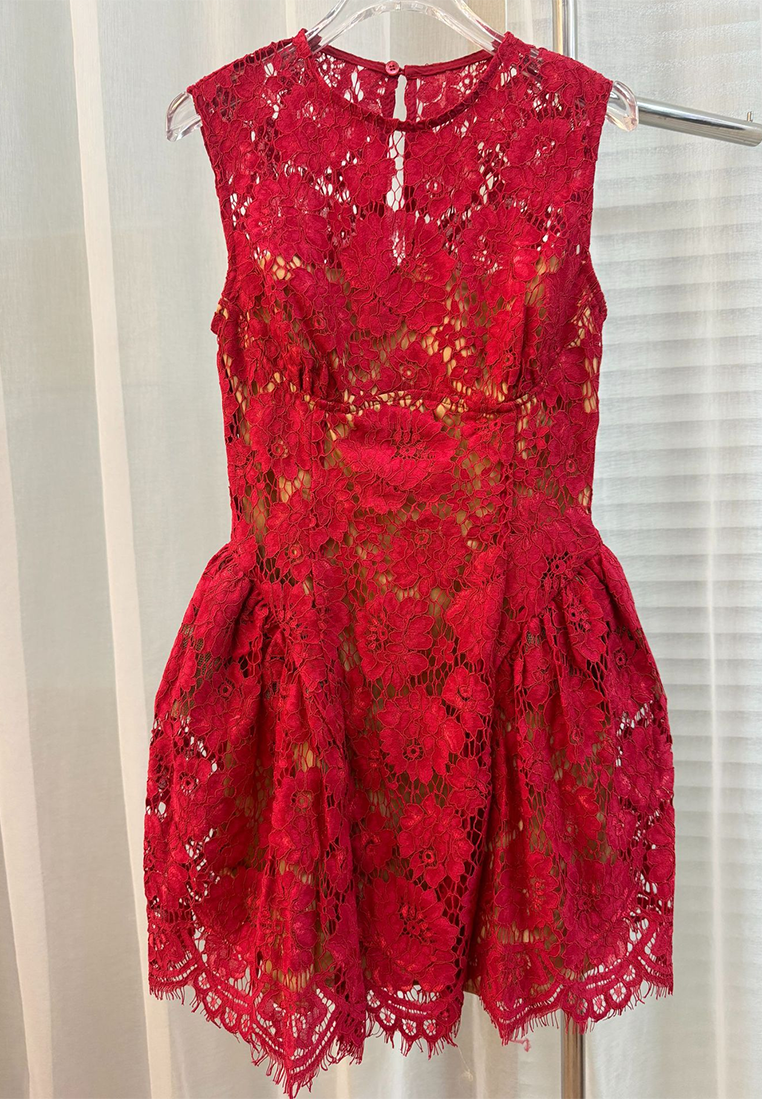 French Lace Cutout Waist Dress CA25092523RD