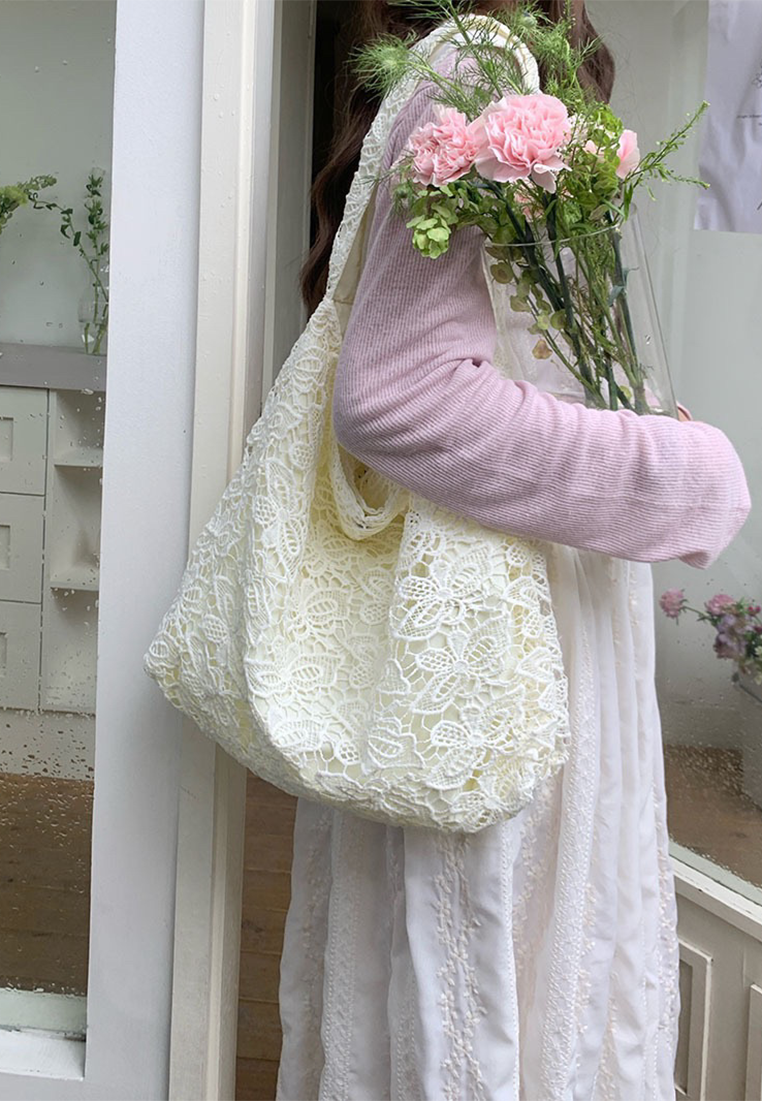 Summer lace large capacity tote bag CA25042323W
