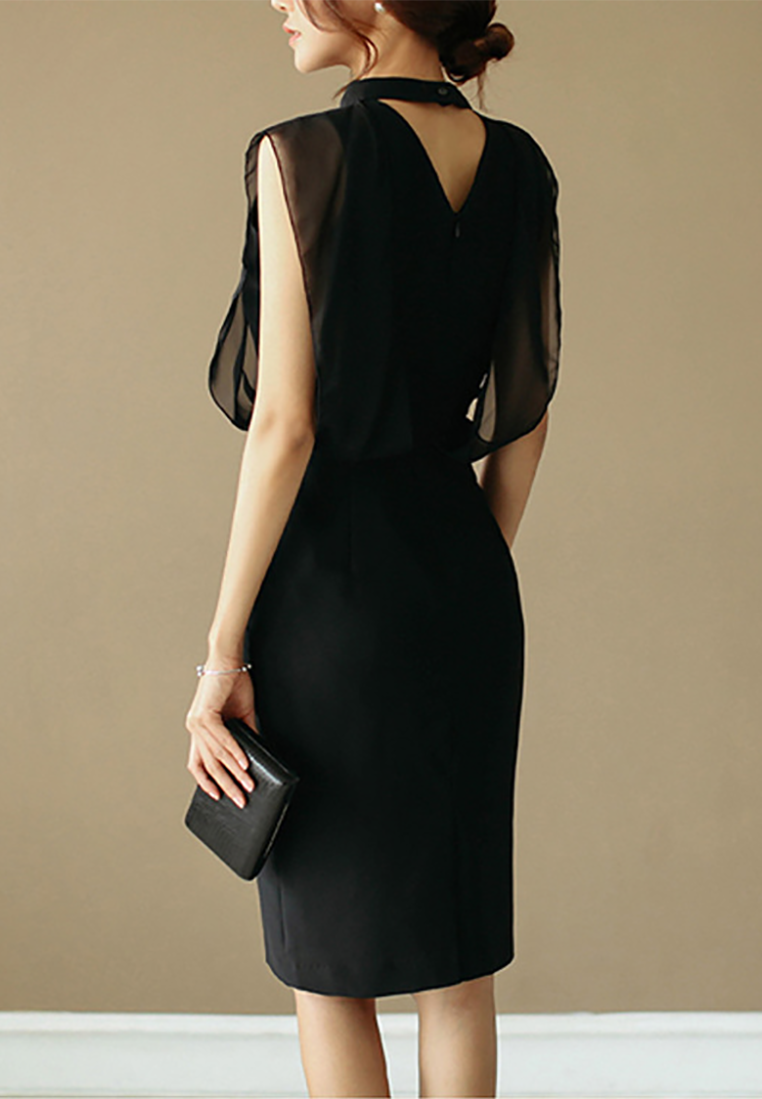 Summer New Slim Fit Round Neck Pencil Skirt CA25091523BK