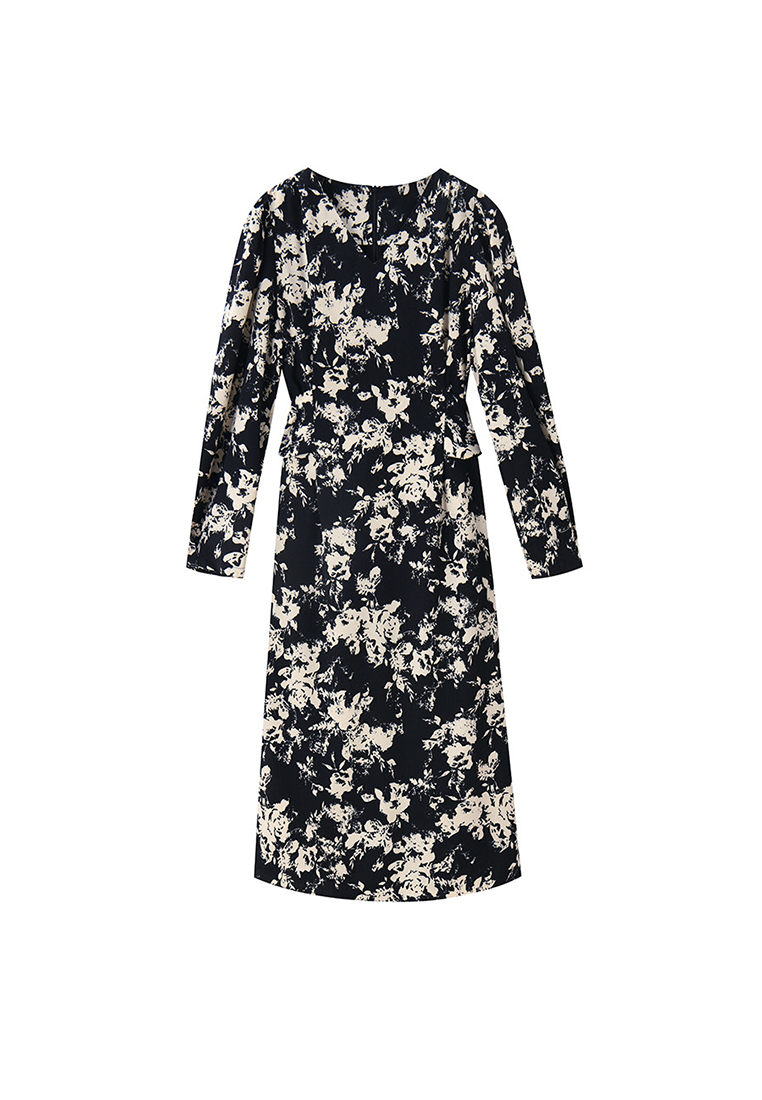 Black long sleeve strap style dress CA24091123BK