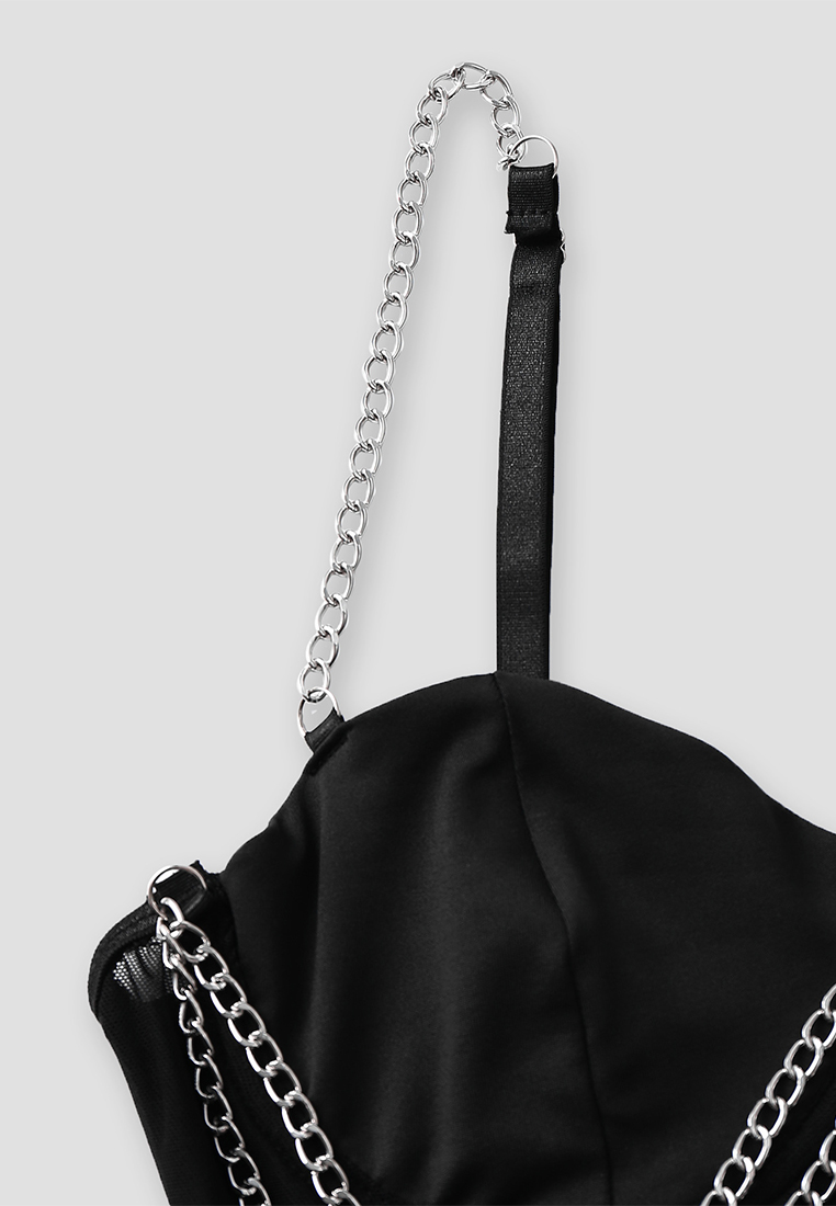 European and American new mesh chain slim pleated hip dress CA24112023BK