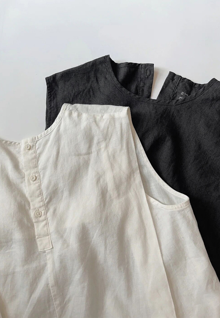 Summer Japanese-style thin loose round-neck sleeveless shirt CA25061723W