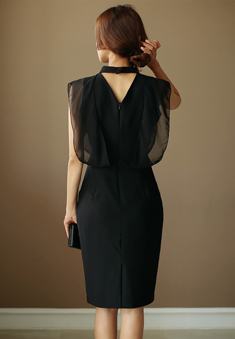 Summer New Slim Fit Round Neck Pencil Skirt CA25091523BK