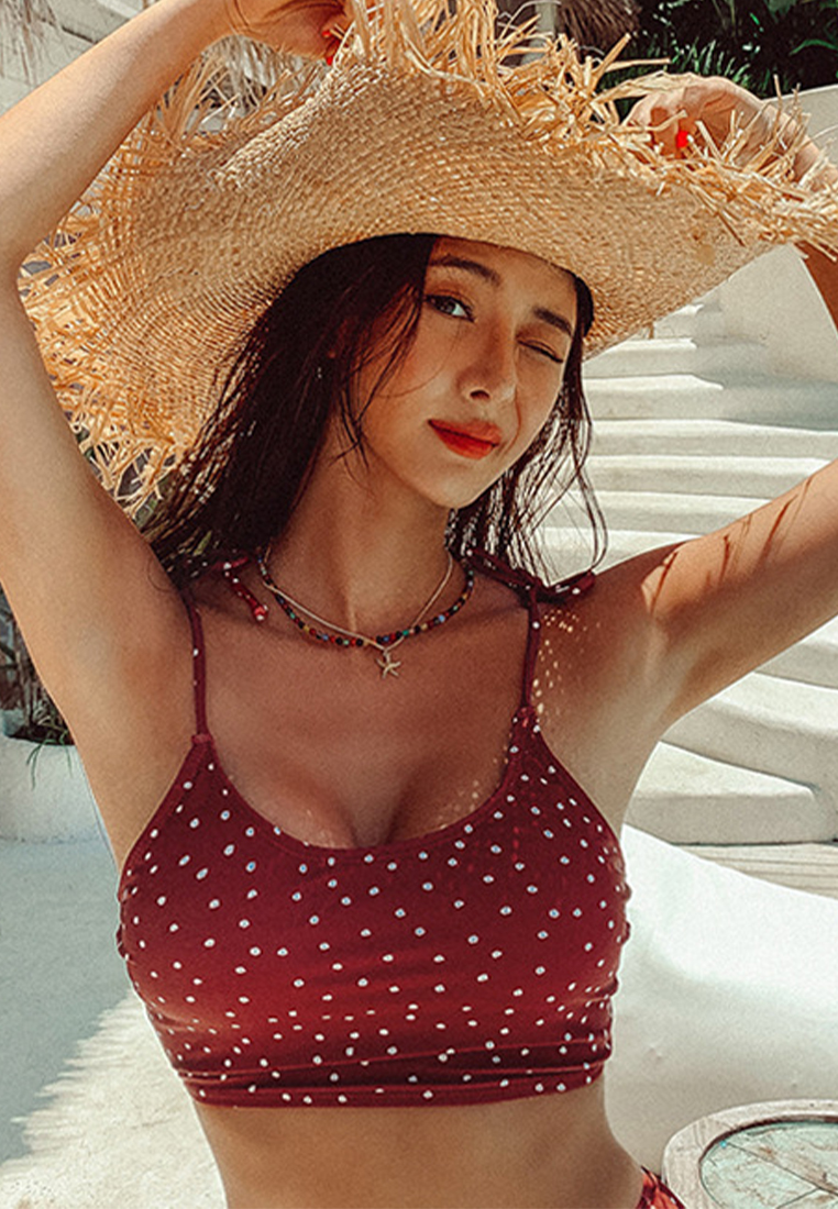 Korean Retro Sling High Waist Swimsuit CA24032123RD