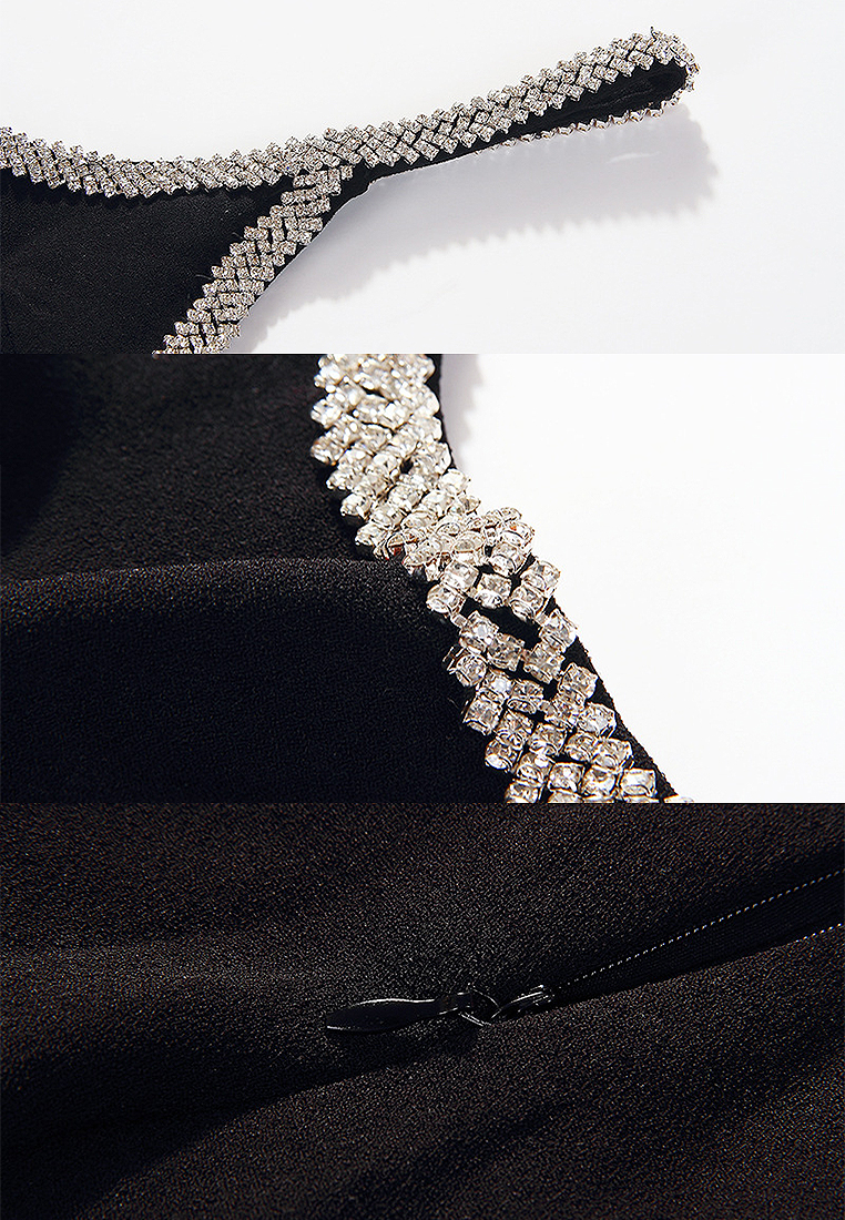 New European and American Slim Fit Sexy Strap Dress Light Luxury Dress CA4021923BK