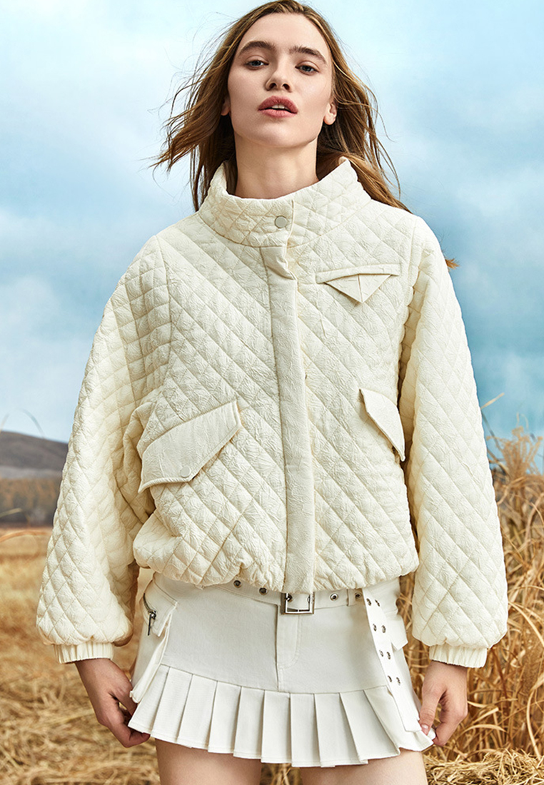 Winter New Solid Short Stand Neck Lightweight Coat CA101723GR