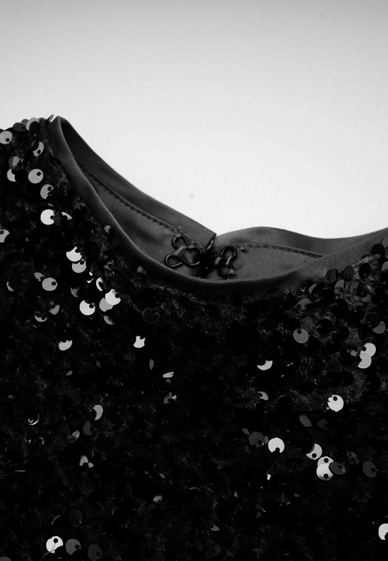 Sequin Bow Sweetheart Off waist Dress CA090823BK