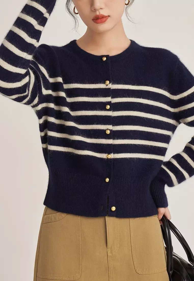 Temperamental new striped knitted women's jacket Cardigans K110102