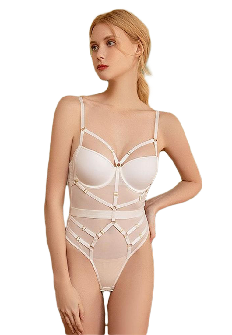 French smooth lace solid color tight fitting bra sexy shaping jumpsuit CA23050424W