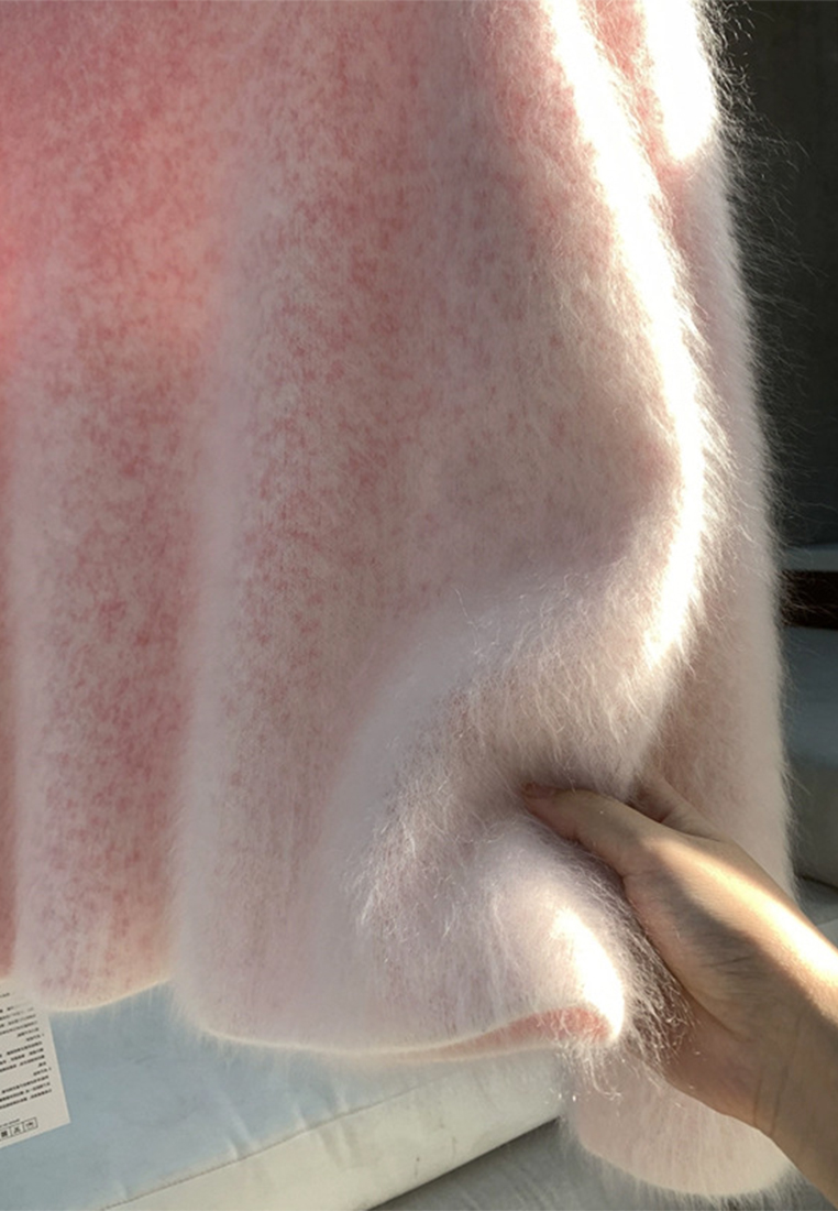 Gradient pink thickened knit top CA110224