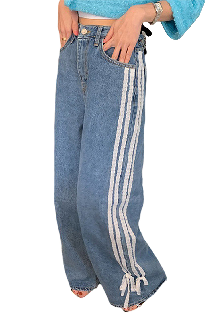 2024 Fashionable lace patchwork loose jeans CA24041024BL