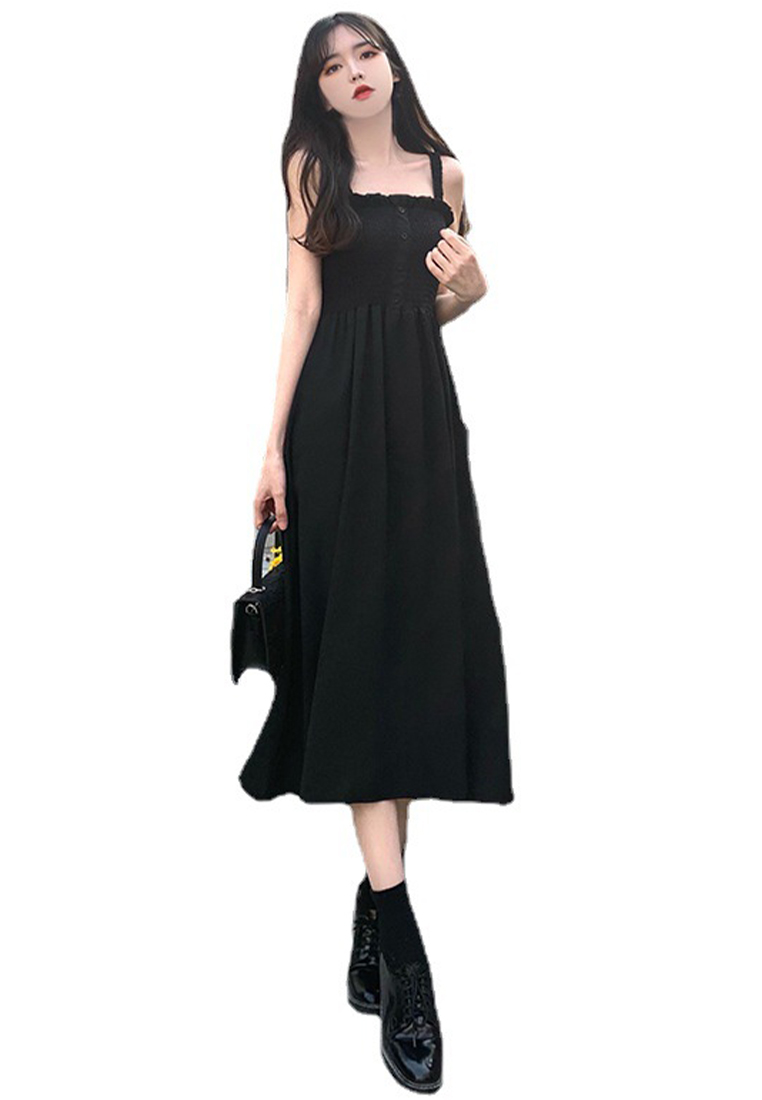 French vintage high-waisted maxi dress two-piece set CA24030724