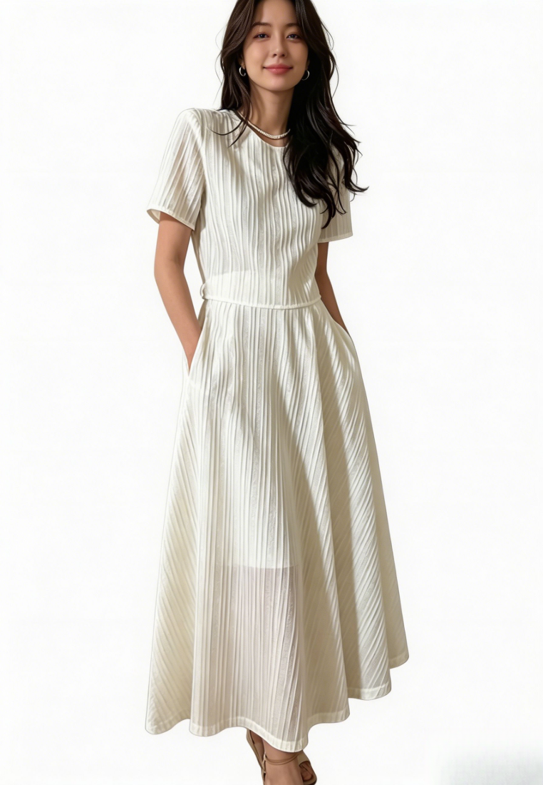 Elegant Style Short Sleeve Two-Piece Midi Dress Set Multi Color K26042906