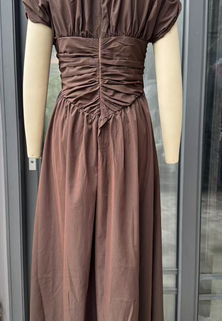 French-style pure desire fitted waist short-sleeved dress CA25091424W