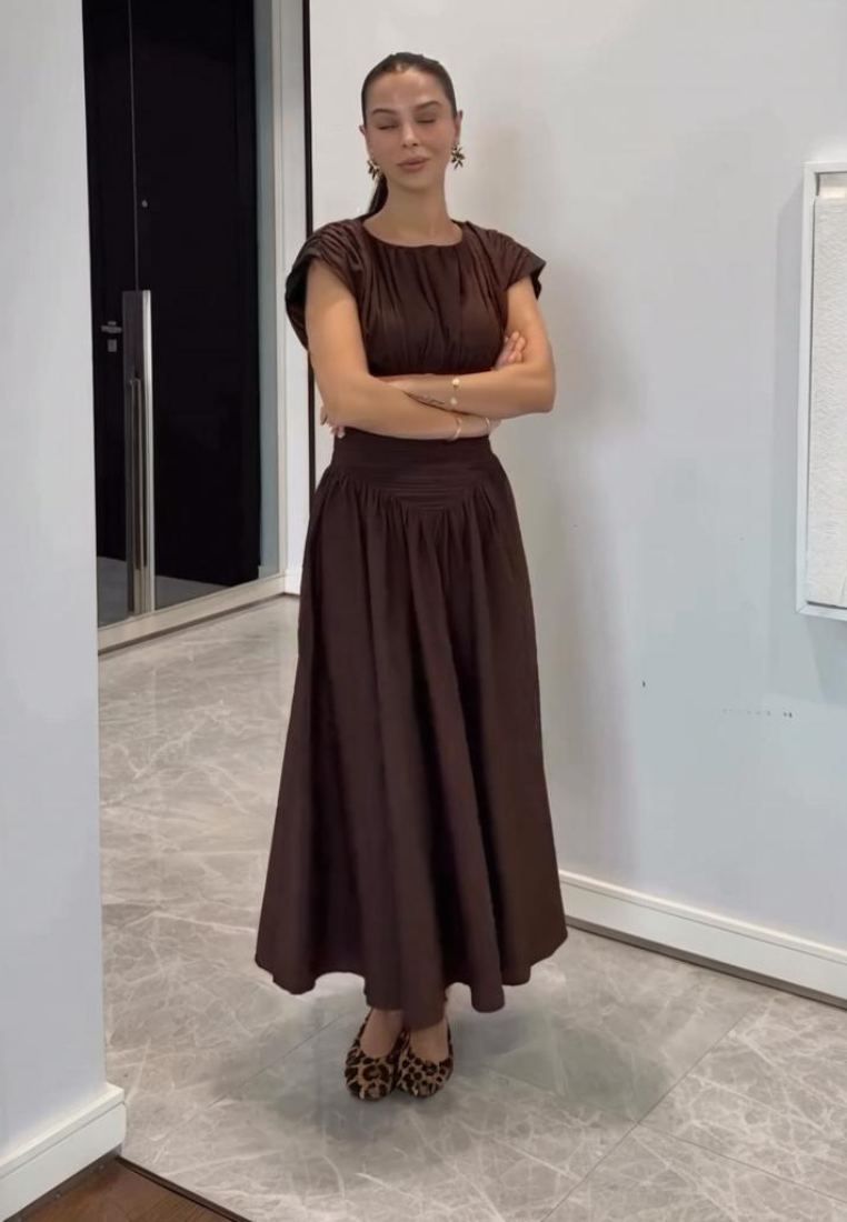 French-style pure desire fitted waist short-sleeved dress CA25091424W