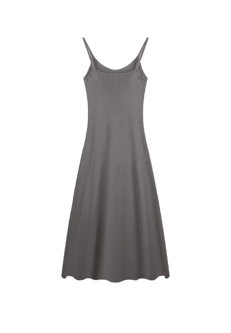 Summer style knitted suspender waist A-line long dress CA24050624BK