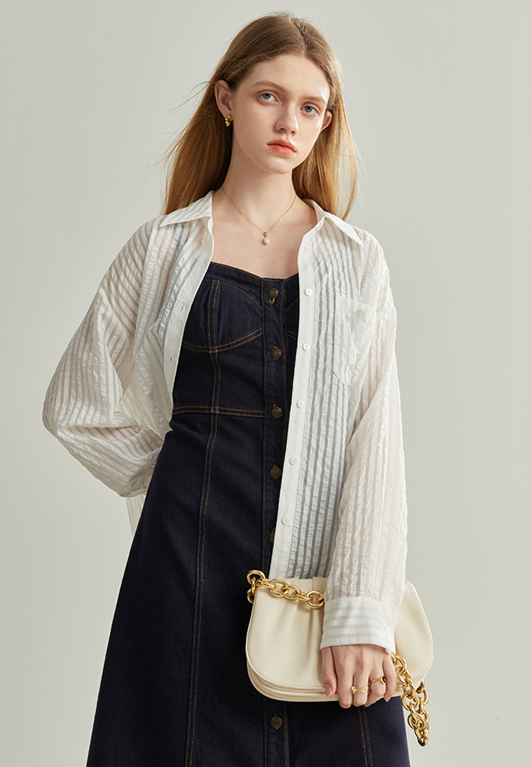 Fashion new textured striped sun protection shirt CA120424GR