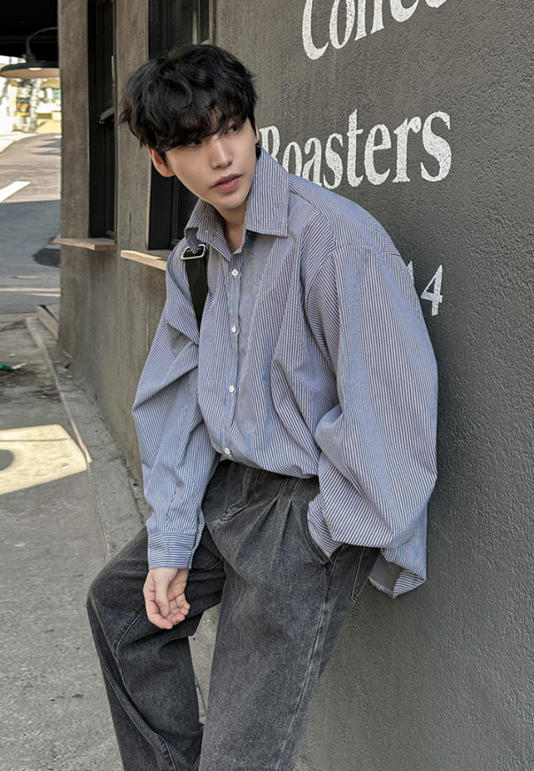 2024 Striped casual shirt autumn loose top CA24090324BK