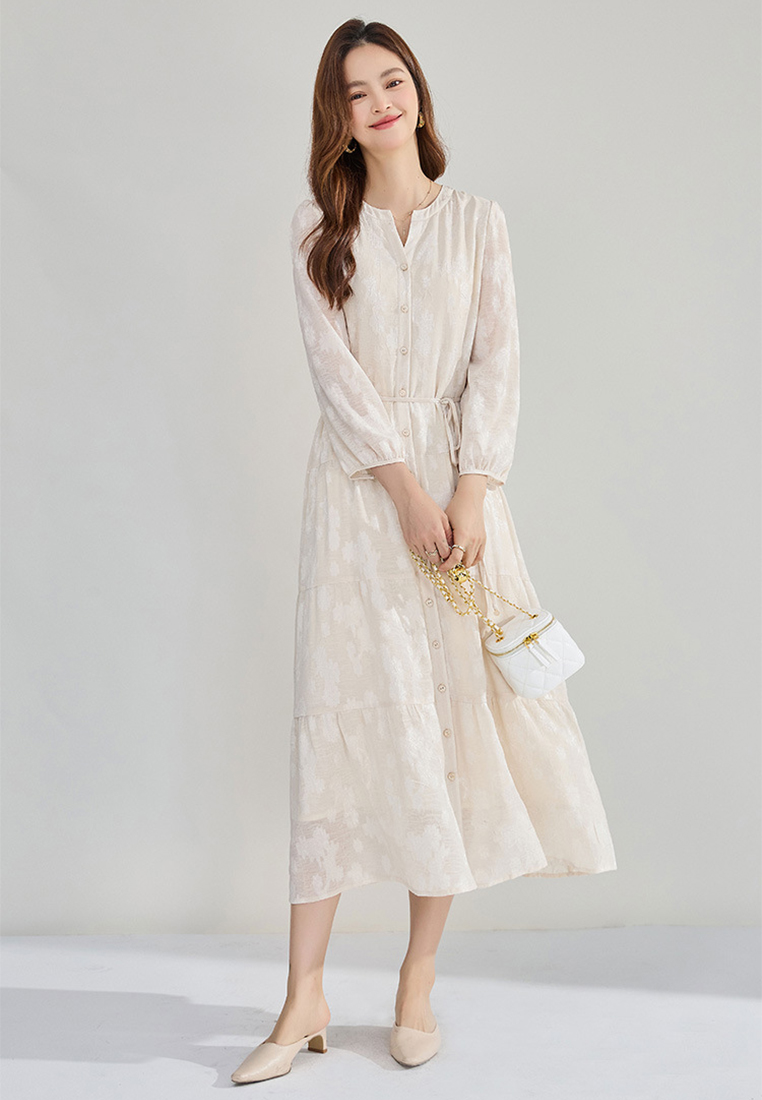 Heavy Industry Chiffon Jacquard Lace Dress CA24091124W
